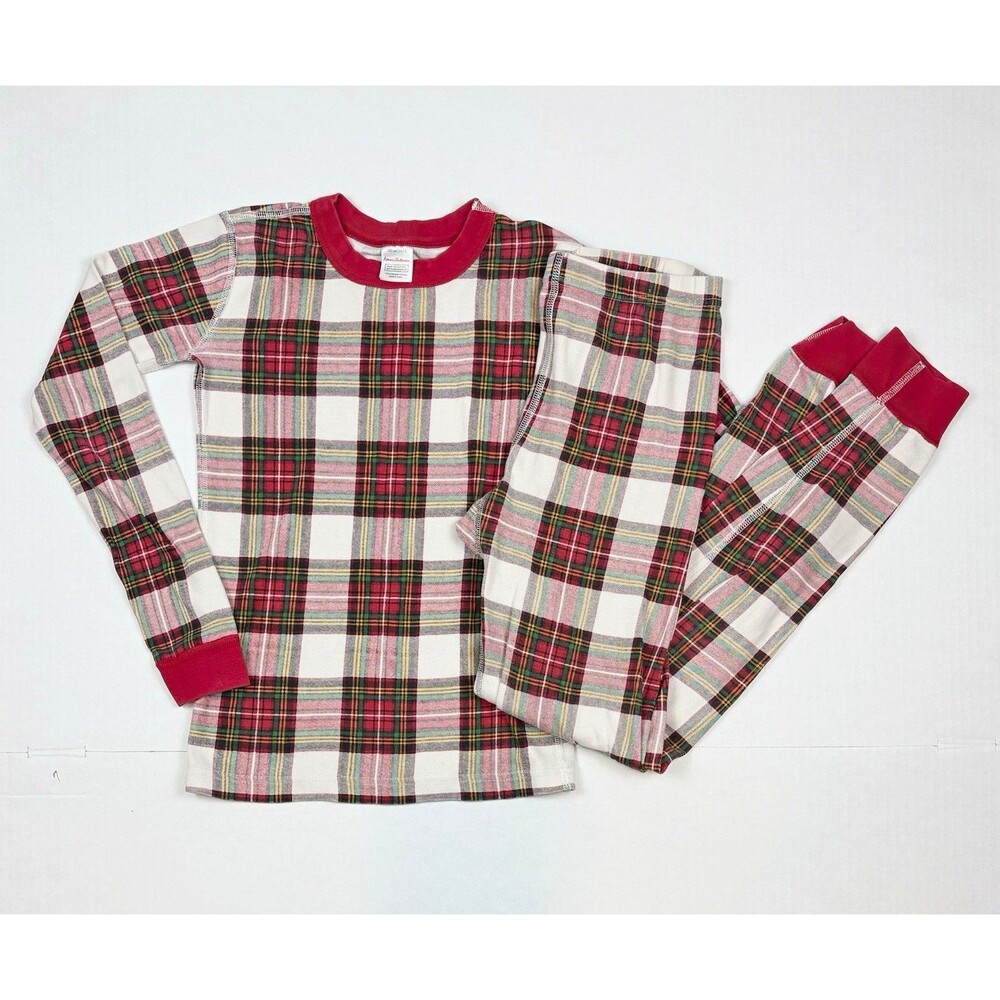 Hanna Andersson Pajamas Sz 12 Christmas Red Green Plaid 2-Piece Organic Cotton